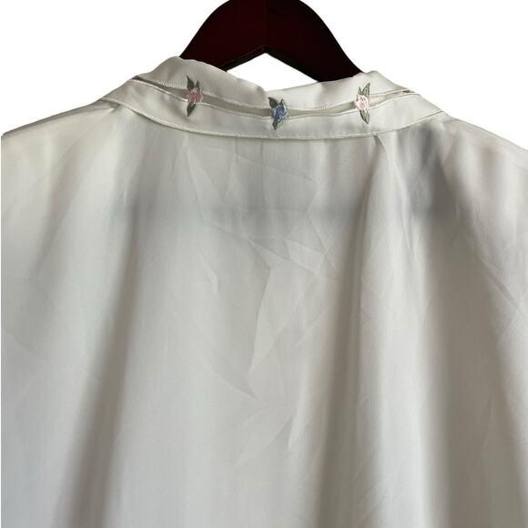 Vintage‎ Bryn Connelly Women Top 12 Ivory Embroider Collar Sheer Romantic Dainty - Picture 5 of 10